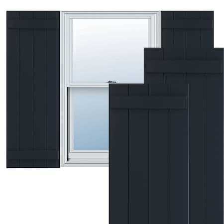 True Fit PVC Four Board Joined Board-n-Batten Shutters, Starless Night Blue, 21 1/2W X 27H